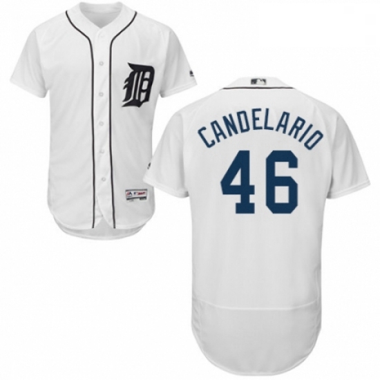 Mens Majestic Detroit Tigers 46 Jeimer Candelario White Home Flex Base Authentic Collection MLB Jers