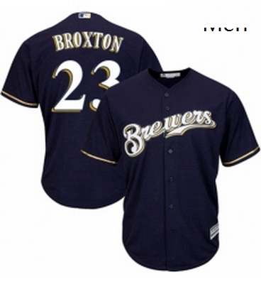 Mens Majestic Milwaukee Brewers 23 Keon Broxton Replica White Alternate Cool Base MLB Jersey