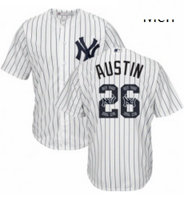 Mens Majestic New York Yankees 26 Tyler Austin Authentic White Team Logo Fashion MLB Jersey