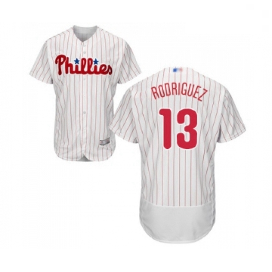 Mens Philadelphia Phillies 13 Sean Rodriguez White Home Flex Base Authentic Collection Baseball Jers
