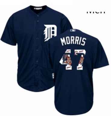 Mens Majestic Detroit Tigers 47 Jack Morris Authentic Navy Blue Team Logo Fashion Cool Base MLB Jers