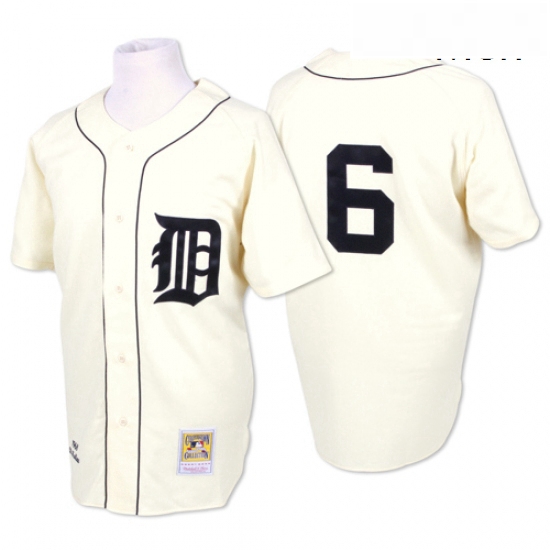 Mens Mitchell and Ness 1968 Detroit Tigers 6 Al Kaline Authentic Cream Throwback MLB Jersey