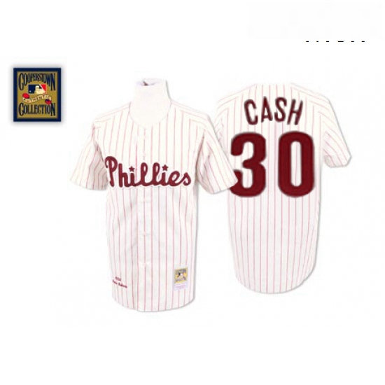 Mens Mitchell and Ness Philadelphia Phillies 30 Dave Cash Authentic WhiteRed Strip Throwback MLB Jer