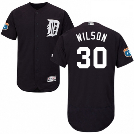 Mens Majestic Detroit Tigers 30 Alex Wilson Navy Blue Alternate Flex Base Authentic Collection MLB J