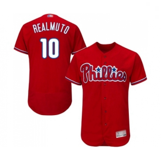 Mens Philadelphia Phillies 10 J T Realmuto Red Alternate Flex Base Authentic Collection Baseball Jer