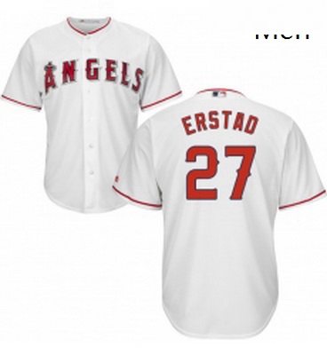 Mens Majestic Los Angeles Angels of Anaheim 27 Darin Erstad Replica White Home Cool Base MLB Jersey