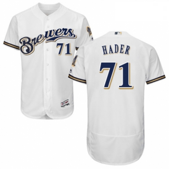 Mens Majestic Milwaukee Brewers 71 Josh Hader Navy Blue Alternate Flex Base Authentic Collection MLB