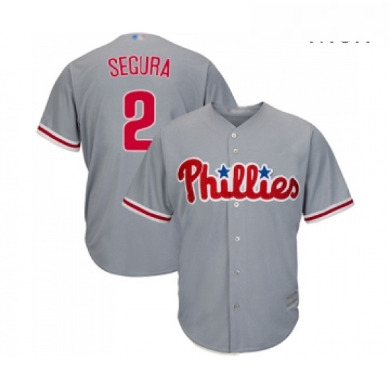 Mens Philadelphia Phillies 2 Jean Segura Replica Grey Road Cool Base Baseball Jersey