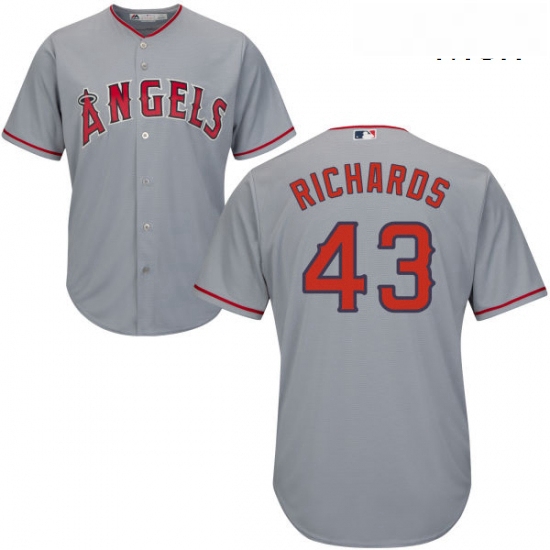 Mens Majestic Los Angeles Angels of Anaheim 43 Garrett Richards Replica Grey Road Cool Base MLB Jers