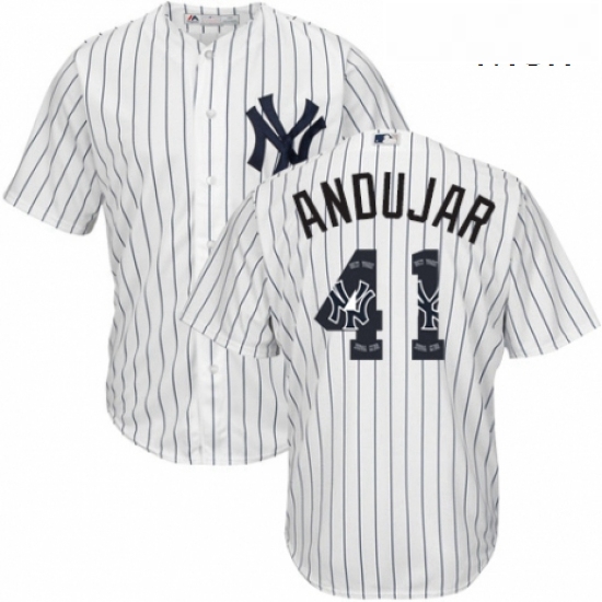 Mens Majestic New York Yankees 41 Miguel Andujar Authentic White Team Logo Fashion MLB Jersey