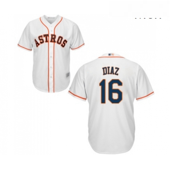 Mens Houston Astros 16 Aledmys Diaz Replica White Home Cool Base Baseball Jersey