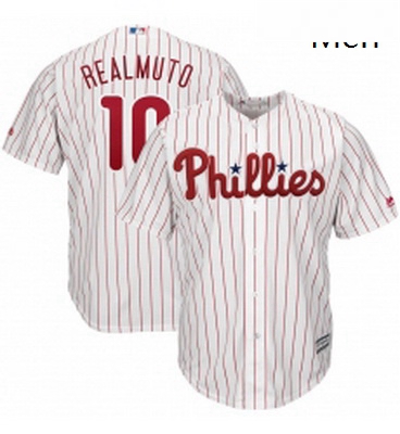 Mens Philadelphia Phillies 10 JT Realmuto Majestic White Home Cool Base Player Jersey