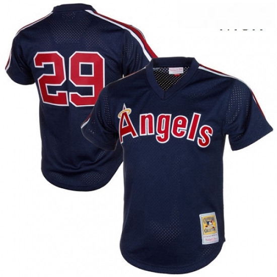 Mens Mitchell and Ness 1984 Los Angeles Angels of Anaheim 29 Rod Carew Authentic Navy Blue Throwback