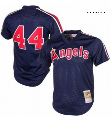 Mens Mitchell and Ness 1984 Los Angeles Angels of Anaheim 44 Reggie Jackson Authentic Navy Blue Thro