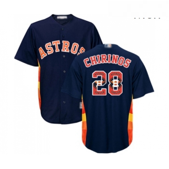 Mens Houston Astros 28 Robinson Chirinos Authentic Navy Blue Team Logo Fashion Cool Base Baseball Je