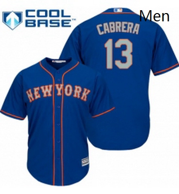 Mens Majestic New York Mets 13 Asdrubal Cabrera Replica Royal Blue Alternate Road Cool Base MLB Jers