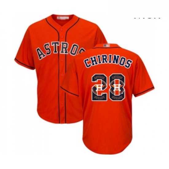 Mens Houston Astros 28 Robinson Chirinos Authentic Orange Team Logo Fashion Cool Base Baseball Jerse