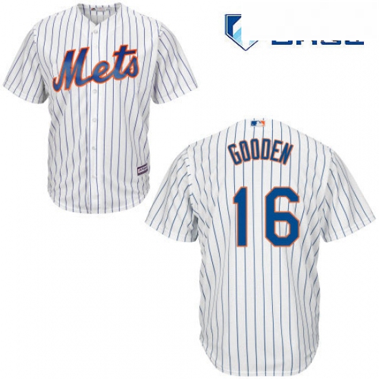 Mens Majestic New York Mets 16 Dwight Gooden Replica White Home Cool Base MLB Jersey