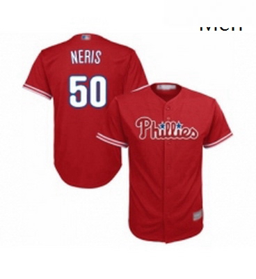 Mens Philadelphia Phillies 50 Hector Neris Replica Red Alternate Cool Base Baseball Jersey