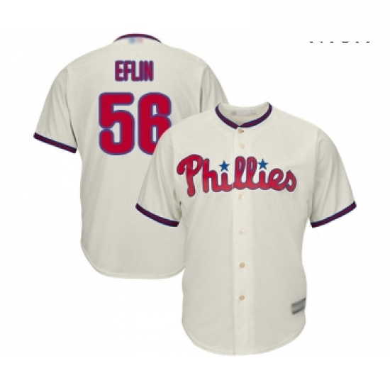 Mens Philadelphia Phillies 56 Zach Eflin Replica Cream Alternate Cool Base Baseball Jersey