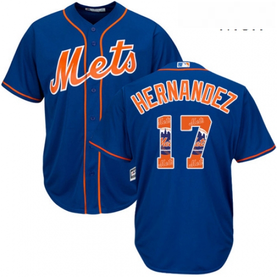 Mens Majestic New York Mets 17 Keith Hernandez Authentic Royal Blue Team Logo Fashion Cool Base MLB 