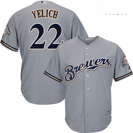 Mens Milwaukee Brewers 22 Christian Yelich Grey New Cool Base Stitched MLB Jersey