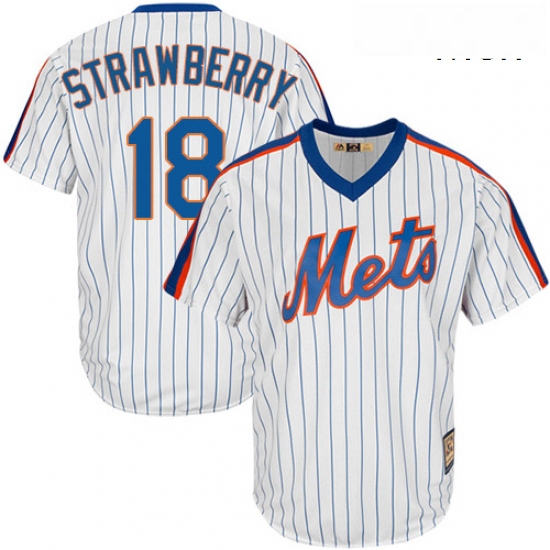 Mens Majestic New York Mets 18 Darryl Strawberry Authentic White Cooperstown MLB Jersey