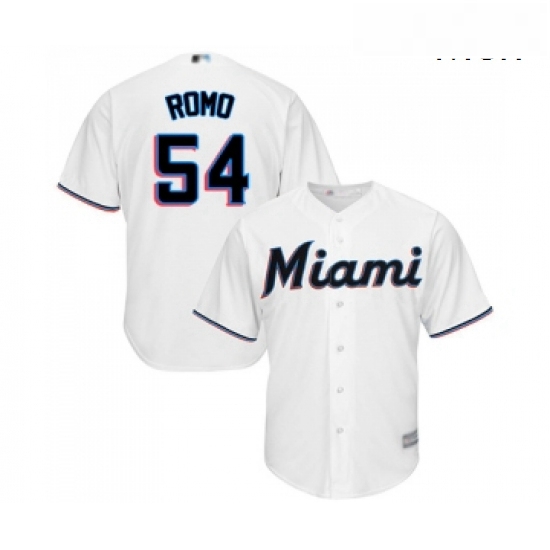 Mens Miami Marlins 54 Sergio Romo Replica White Home Cool Base Baseball Jersey