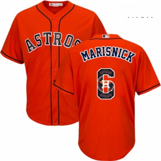 Mens Majestic Houston Astros 6 Jake Marisnick Authentic Orange Team Logo Fashion Cool Base MLB Jerse