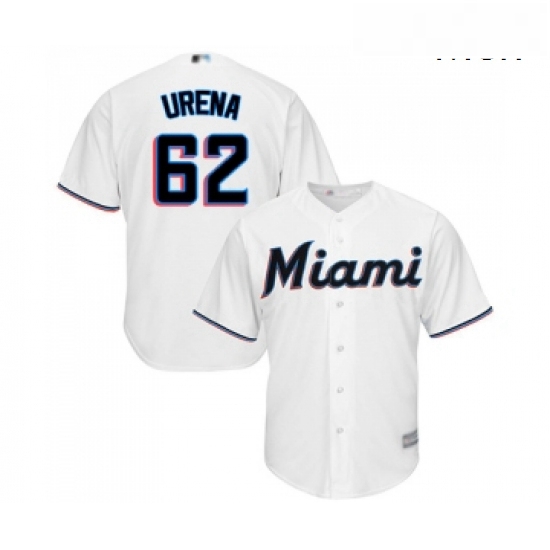 Mens Miami Marlins 62 Jose Urena Replica White Home Cool Base Baseball Jersey