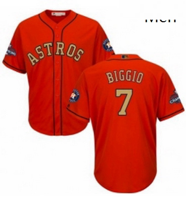 Mens Majestic Houston Astros 7 Craig Biggio Replica Orange Alternate 2018 Gold Program Cool Base MLB