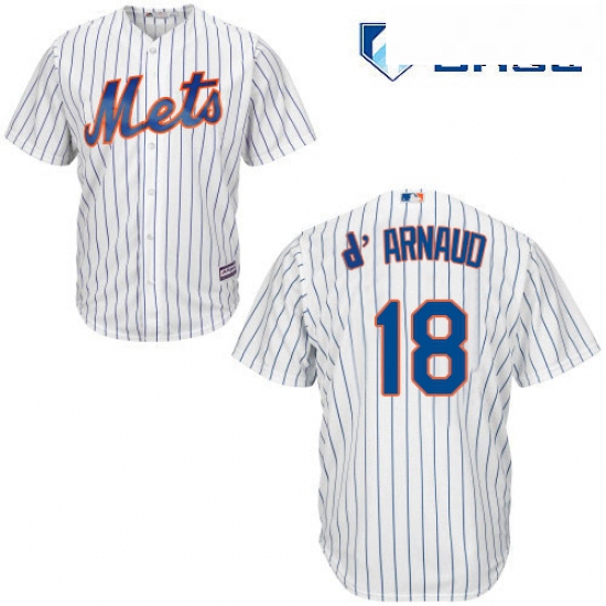 Mens Majestic New York Mets 18 Travis dArnaud Replica White Home Cool Base MLB Jersey