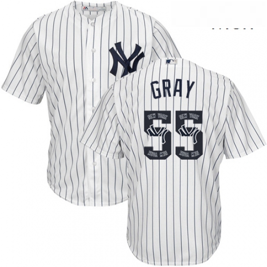 Mens Majestic New York Yankees 55 Sonny Gray Authentic White Team Logo Fashion MLB Jersey