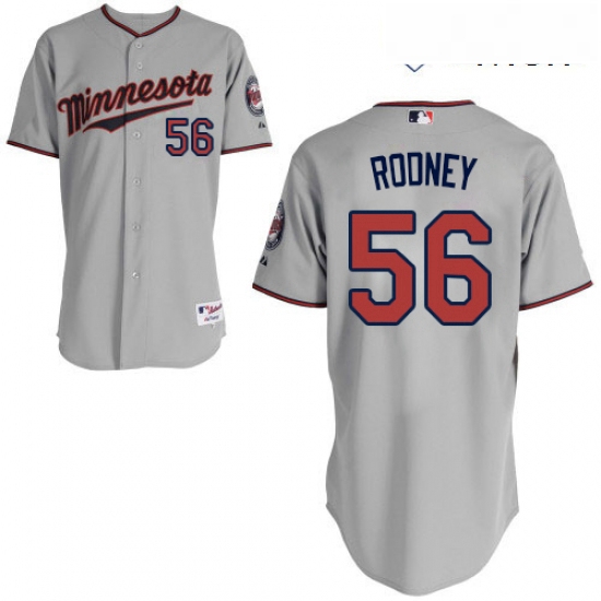 Mens Majestic Minnesota Twins 56 Fernando Rodney Authentic Grey Road Cool Base MLB Jersey