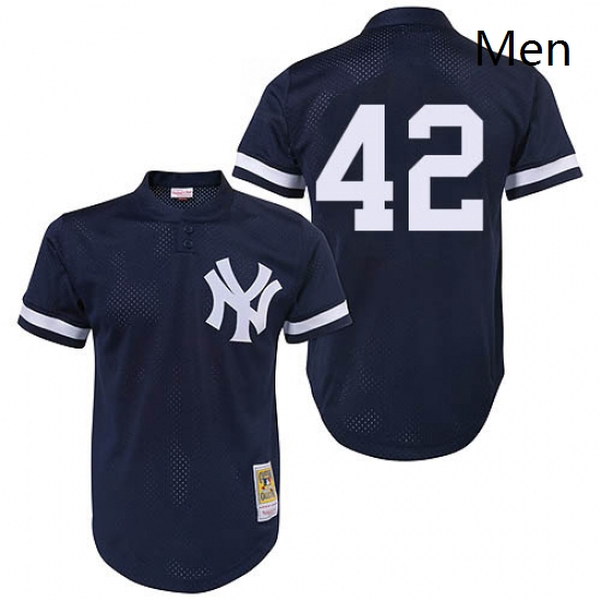 Mens Mitchell and Ness 1995 New York Yankees 42 Mariano Rivera Authentic Navy Blue Throwback MLB Jer