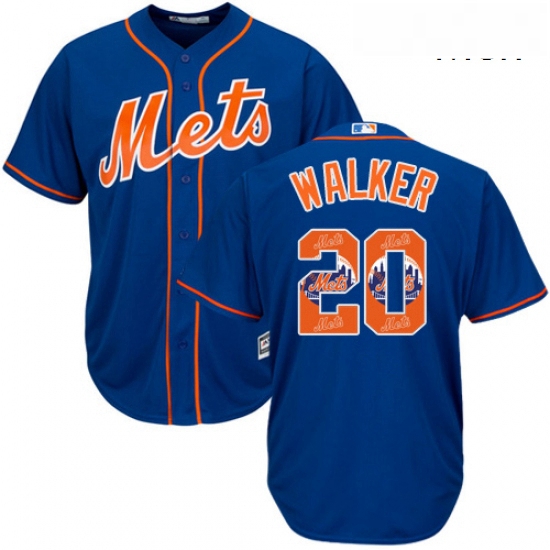 Mens Majestic New York Mets 20 Neil Walker Authentic Royal Blue Team Logo Fashion Cool Base MLB Jers