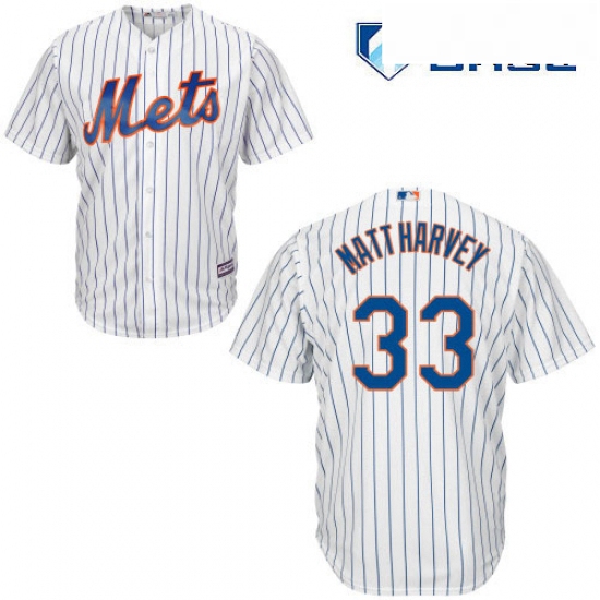 Mens Majestic New York Mets 33 Matt Harvey Replica White Home Cool Base MLB Jersey