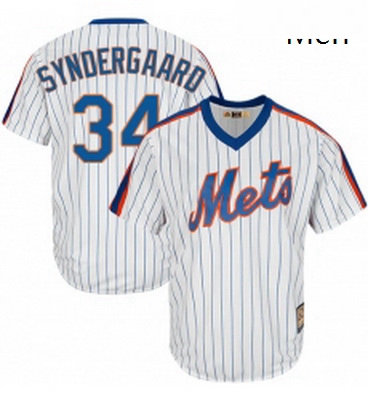 Mens Majestic New York Mets 34 Noah Syndergaard Replica White Cooperstown MLB Jersey