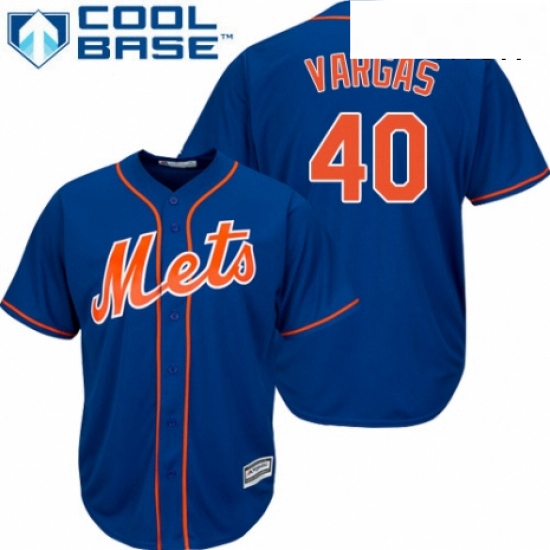 Mens Majestic New York Mets 40 Jason Vargas Replica Royal Blue Alternate Home Cool Base MLB Jersey