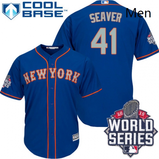 Mens Majestic New York Mets 41 Tom Seaver Authentic Royal Blue Alternate Road Cool Base 2015 World S