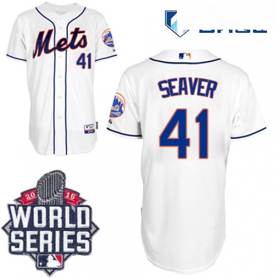 Mens Majestic New York Mets 41 Tom Seaver Authentic White Alternate Cool Base 2015 World Series MLB 