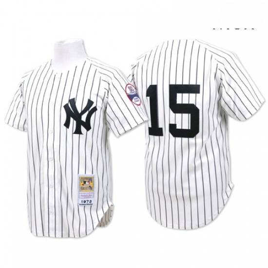 Mens Mitchell and Ness New York Yankees 15 Thurman Munson Authentic White Throwback MLB Jersey