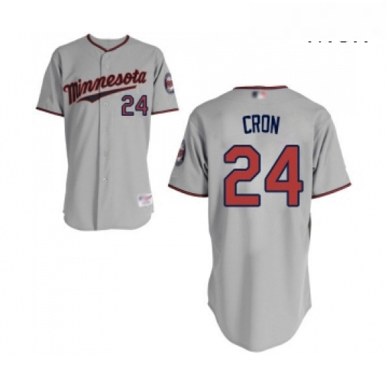 Mens Minnesota Twins 24 C J Cron Replica Grey Road Cool Base Baseball Jersey