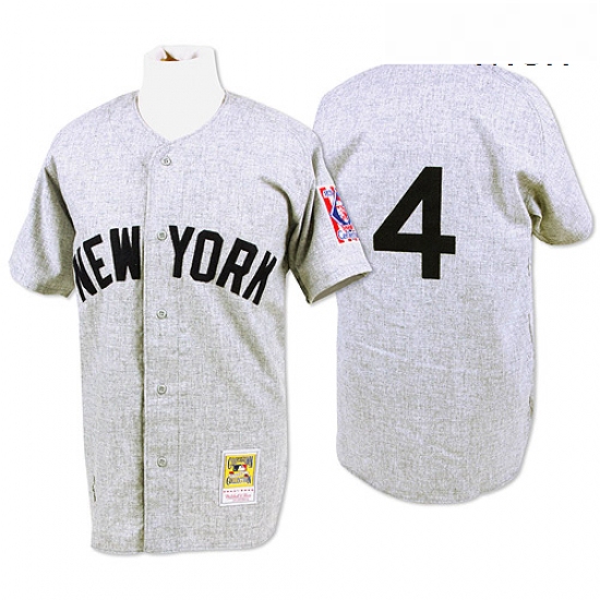 Mens Mitchell and Ness 1939 New York Yankees 4 Lou Gehrig Authentic Grey Throwback MLB Jersey