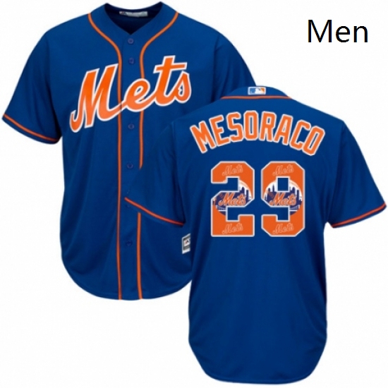 Mens Majestic New York Mets 29 Devin Mesoraco Authentic Royal Blue Team Logo Fashion Cool Base MLB J