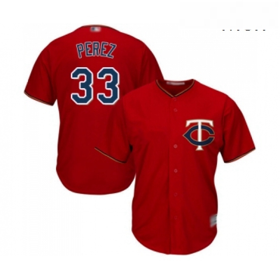 Mens Minnesota Twins 33 Martin Perez Replica Scarlet Alternate Cool Base Baseball Jersey