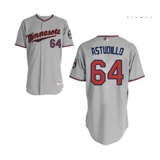 Mens Minnesota Twins 64 Willians Astudillo Replica Grey Road Cool Base Baseball Jersey