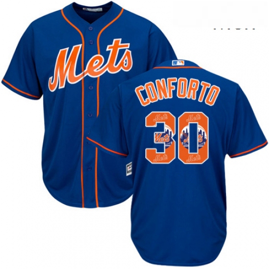 Mens Majestic New York Mets 30 Michael Conforto Authentic Royal Blue Team Logo Fashion Cool Base MLB