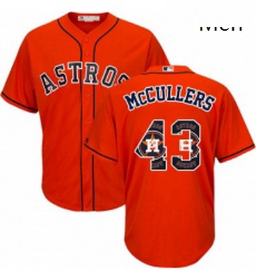 Mens Majestic Houston Astros 43 Lance McCullers Authentic Orange Team Logo Fashion Cool Base MLB Jer