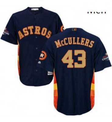 Mens Majestic Houston Astros 43 Lance McCullers Replica Navy Blue Alternate 2018 Gold Program Cool B